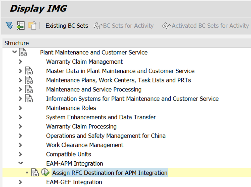 Figure 20: S/4HANA Customizing - Assign RFC Destination for APM Integration
