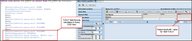 Screenshot8: Query CDS View structure and output result view for field "calc"